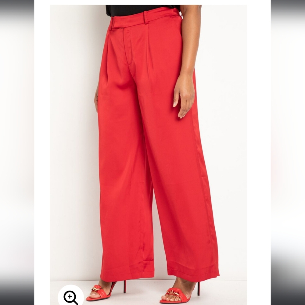 Eloquii Vibrant Red Wide Leg Pants